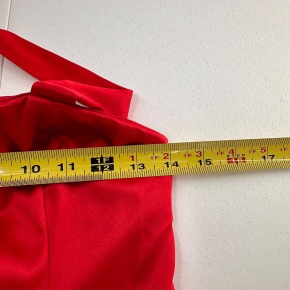 Hearts & Roses Halter Red Dress Black Bow & Tulle Underskirt Size 14 Whimsigoth - Picture 3 of 13